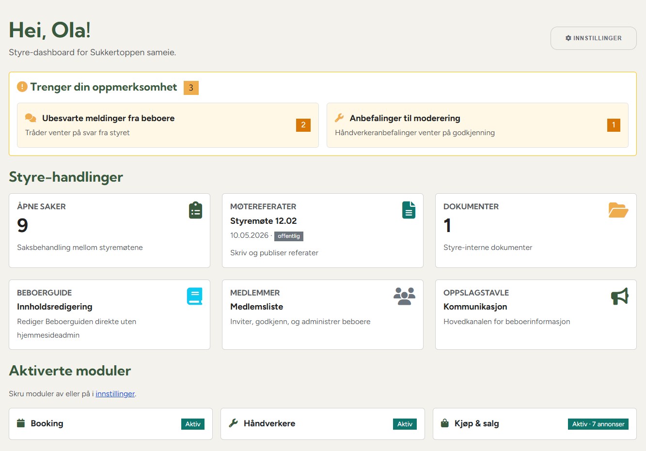 Styre-dashboard